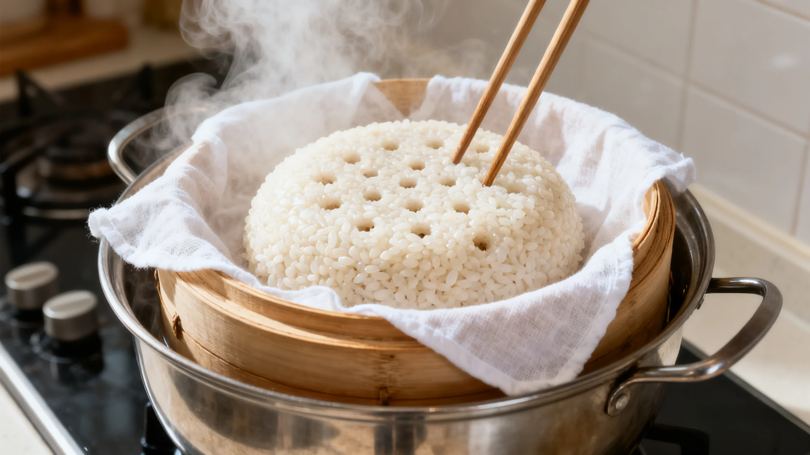 Steaming Rice