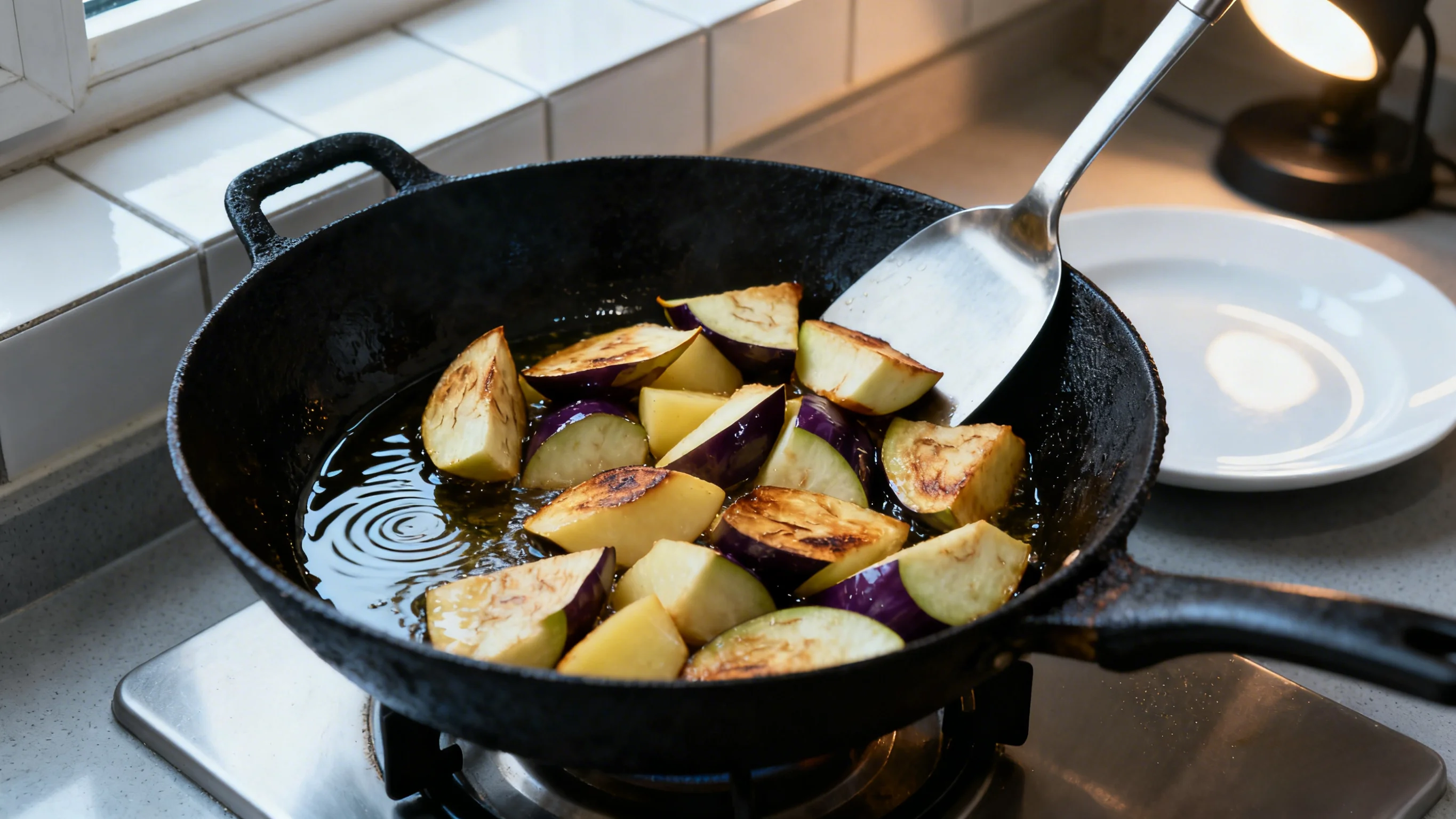 Pan-frying Eggplant