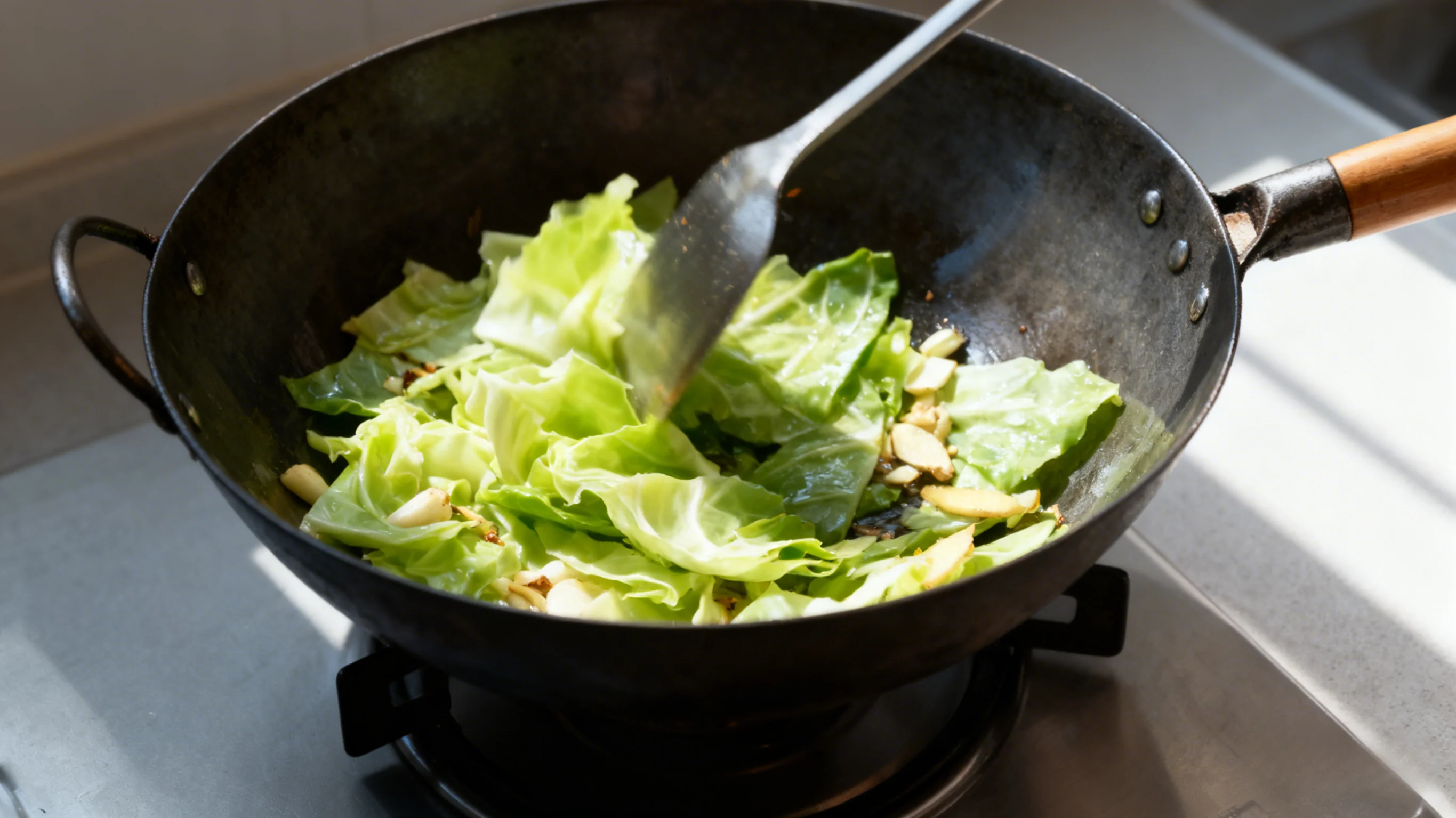 Stir-frying Cabbage