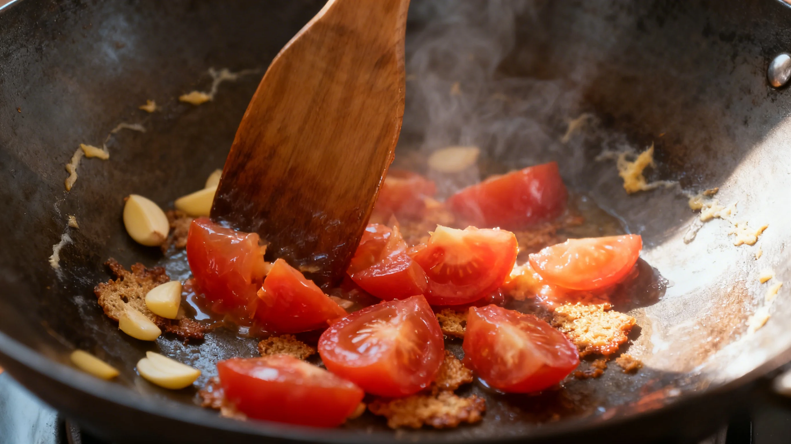 Stir-frying Tomatoes